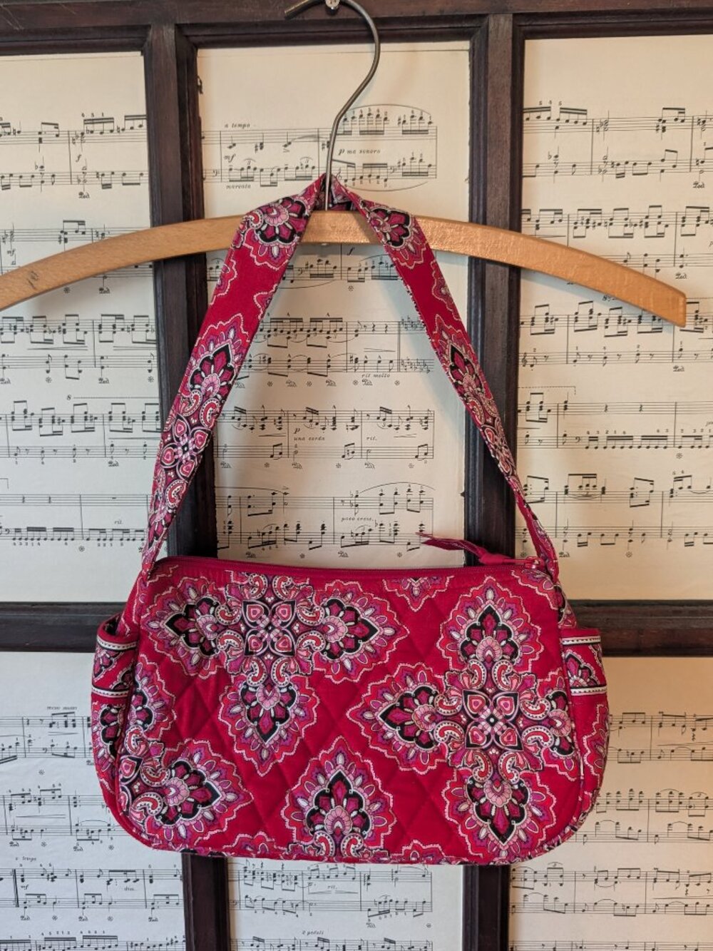 Maggie Frankly Scarlet Red Paisly Shoulder Bag Clutch Mini